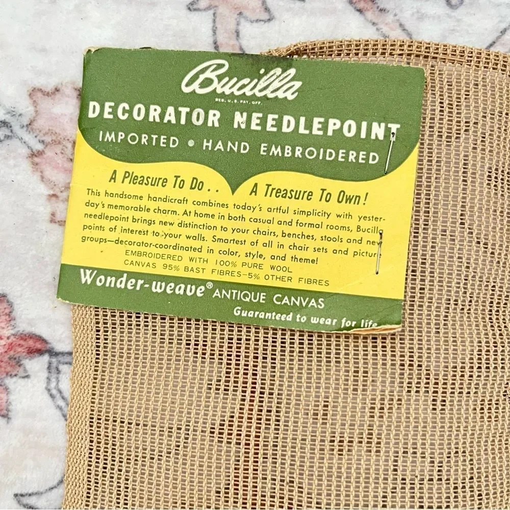 Vintage Bucilla Pre-Worked Needlepoint Wool Tapestry